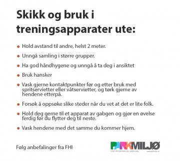 Skikk og bruk for smittefri trening ute