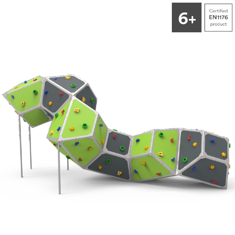 Med ROKO sine modulære elementer har vi klart å omdanne klatring og buldring til en lek og bringe den inn i urbane rom. Med sine gigantiske geometriske former vil dette ikke bare være et blikkfang men også insirere eldre barn og tenåringer til å klatre og