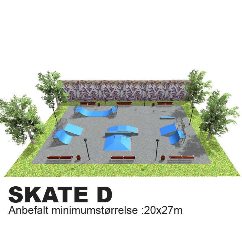Dette er en stor park og egner seg godt på en skole med stort skate-miljø eller som en dedikert skatepark i en park, idrett- eller bolig-område.